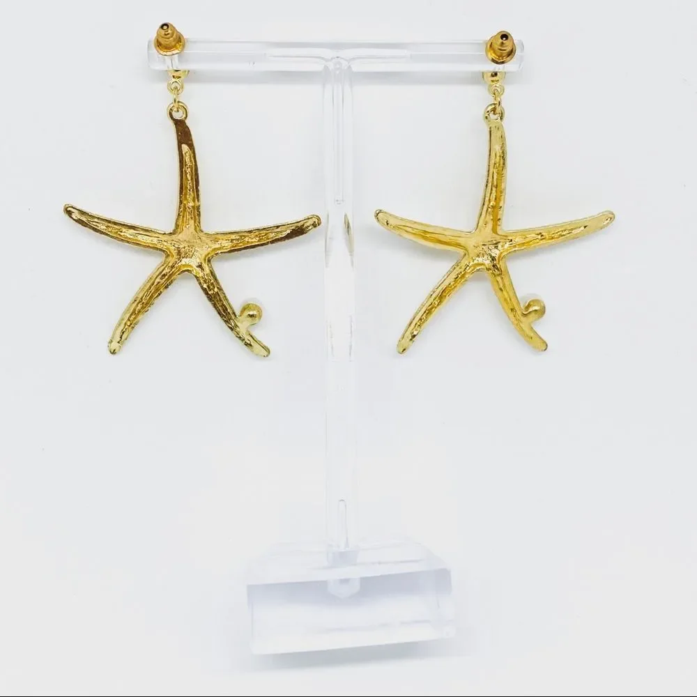 NWT Gold star fish Faux Pearl Earring